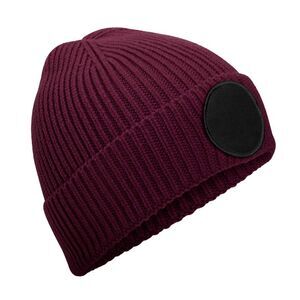 Beechfield Unisex Adult Fashion Circular Patch Beanie / Burgundy/Black